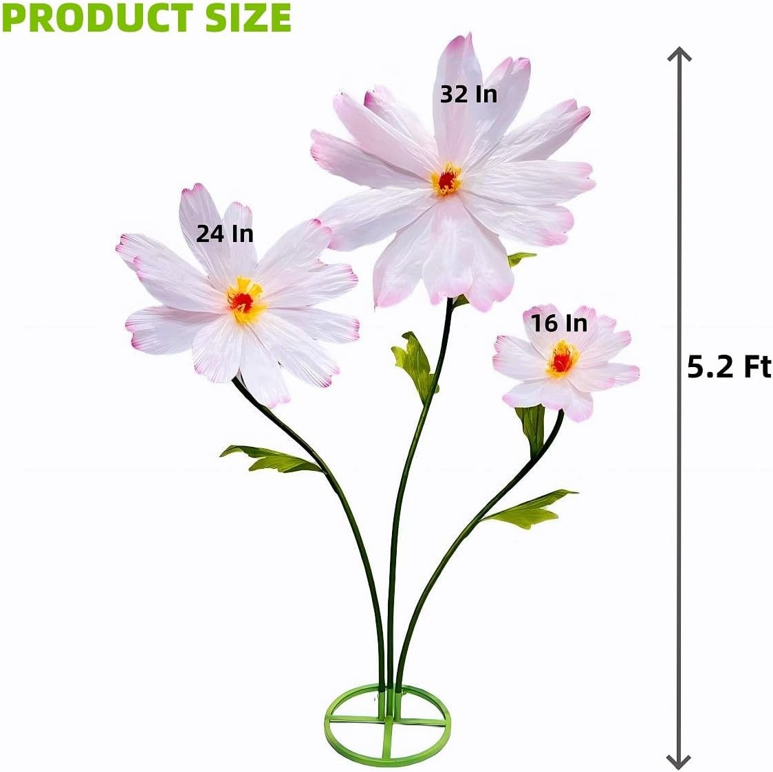 Large Pink 3D Daisy Flowers – 5.9 Ft Waterproof Decor for Parties & Events
