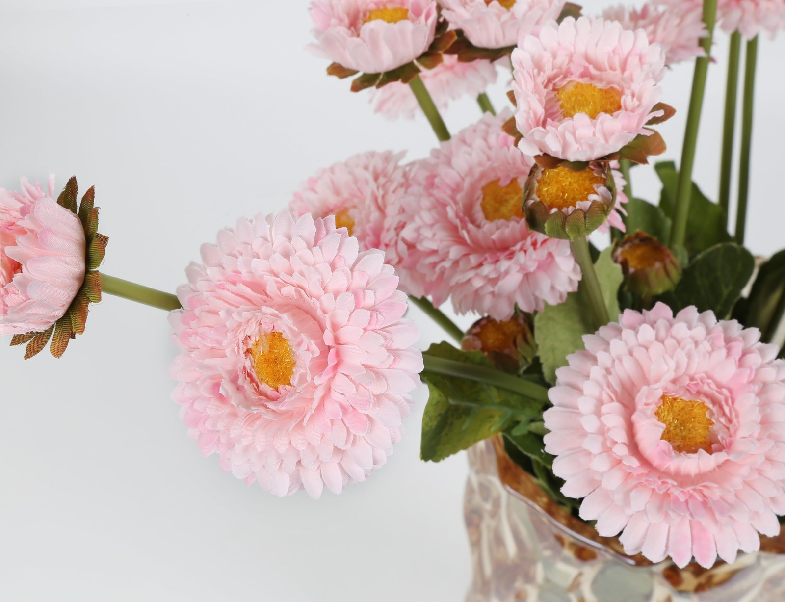 8 PCS Faux Chrysanthemum Flowers Silk Fake Daisies Light Pink Calendulas