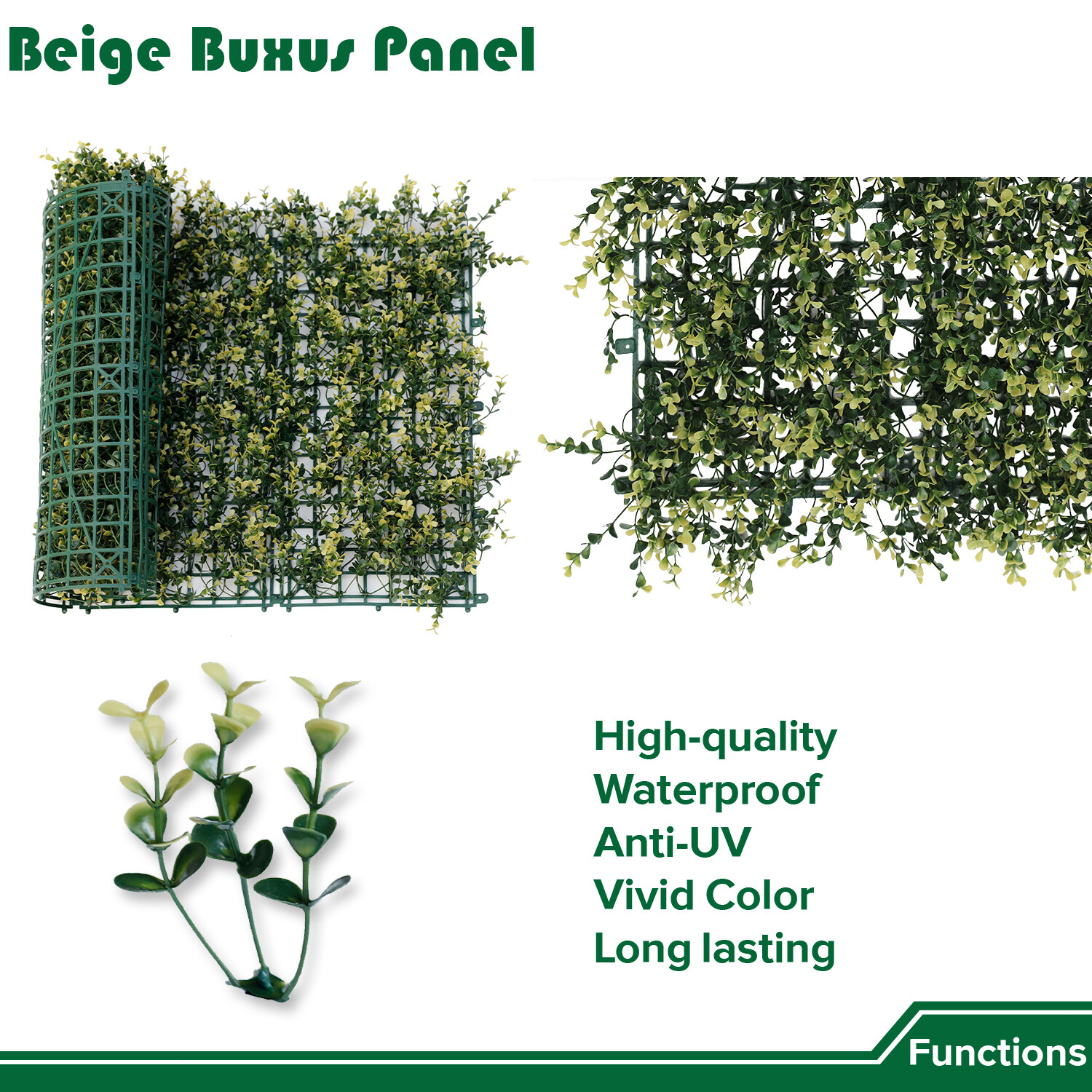 20″ Artificial Faux Beige Buxus Leaf Ivy Mats Greenery Home Festival Wall Decor