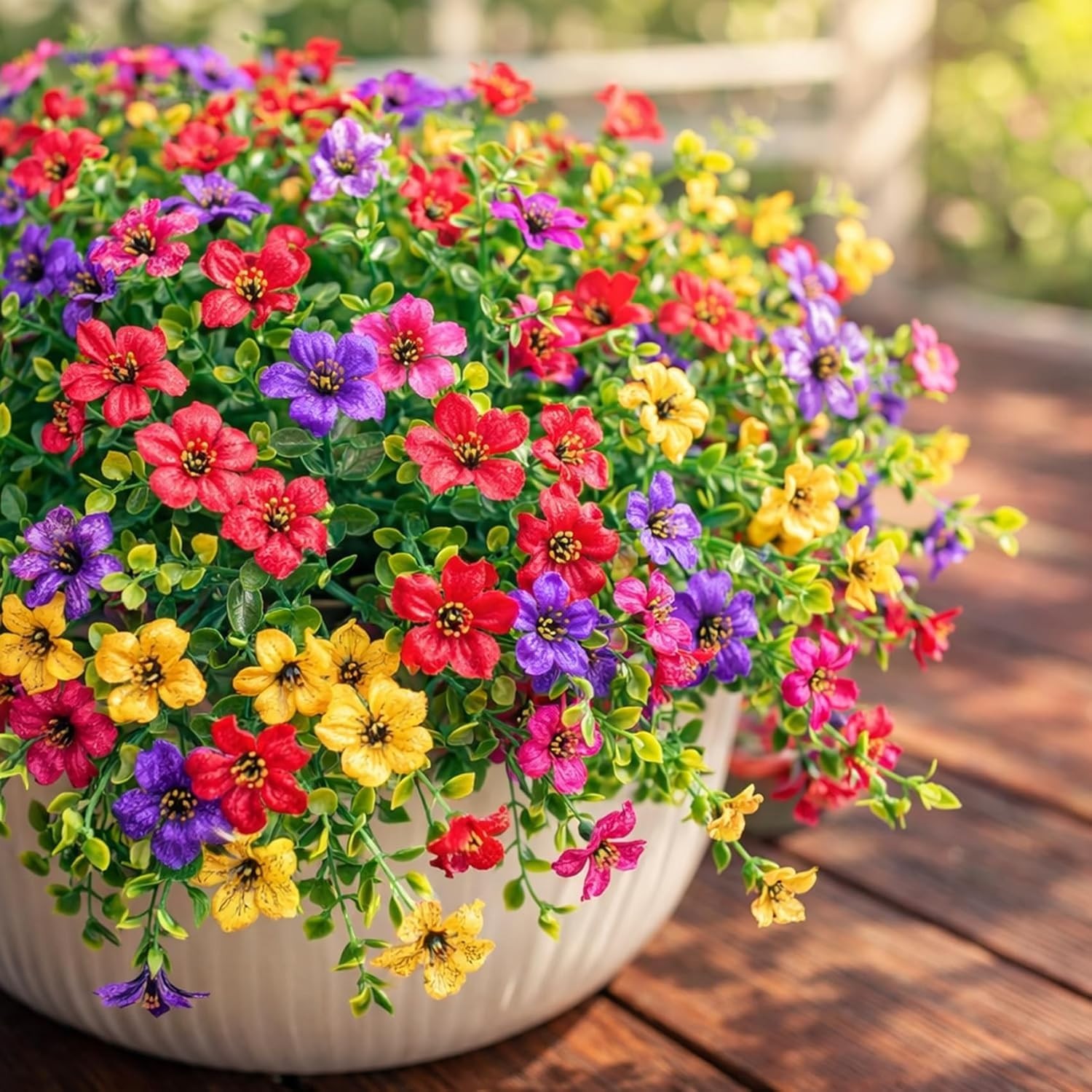 Artificial Flowers for Outdoors 12 Bundles Realistic Faux Plants UV Resistant