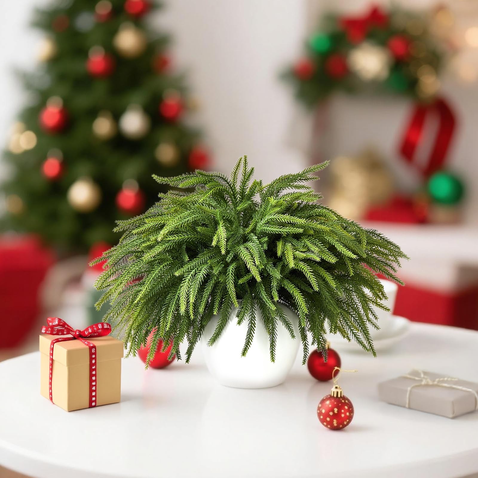 16 Pcs Norfolk Pine Stems, 19″ Long Artificial Norfolk Pine Branches, Real To…
