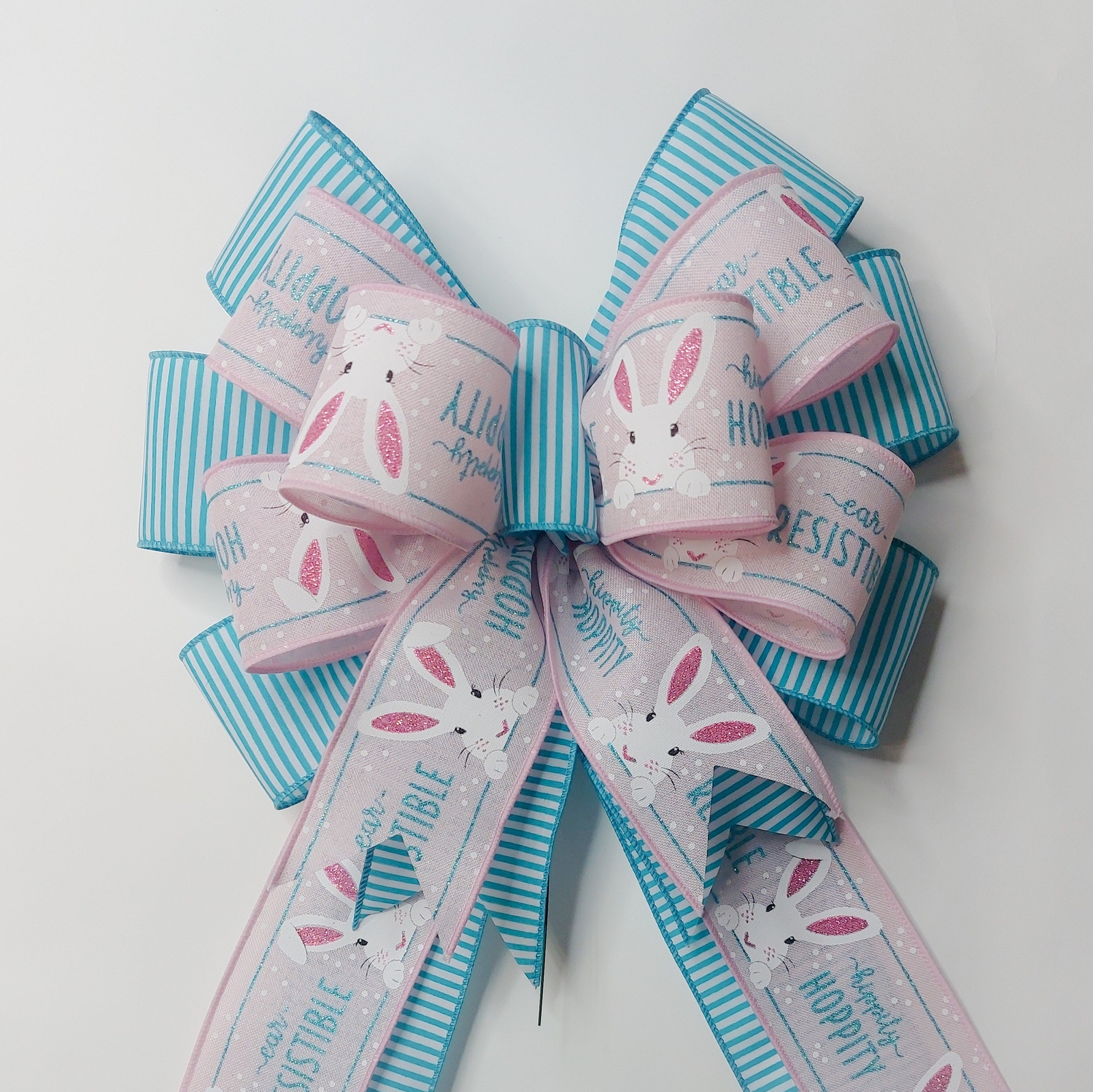 Light Blue, Pink, Bunny Easter Bow