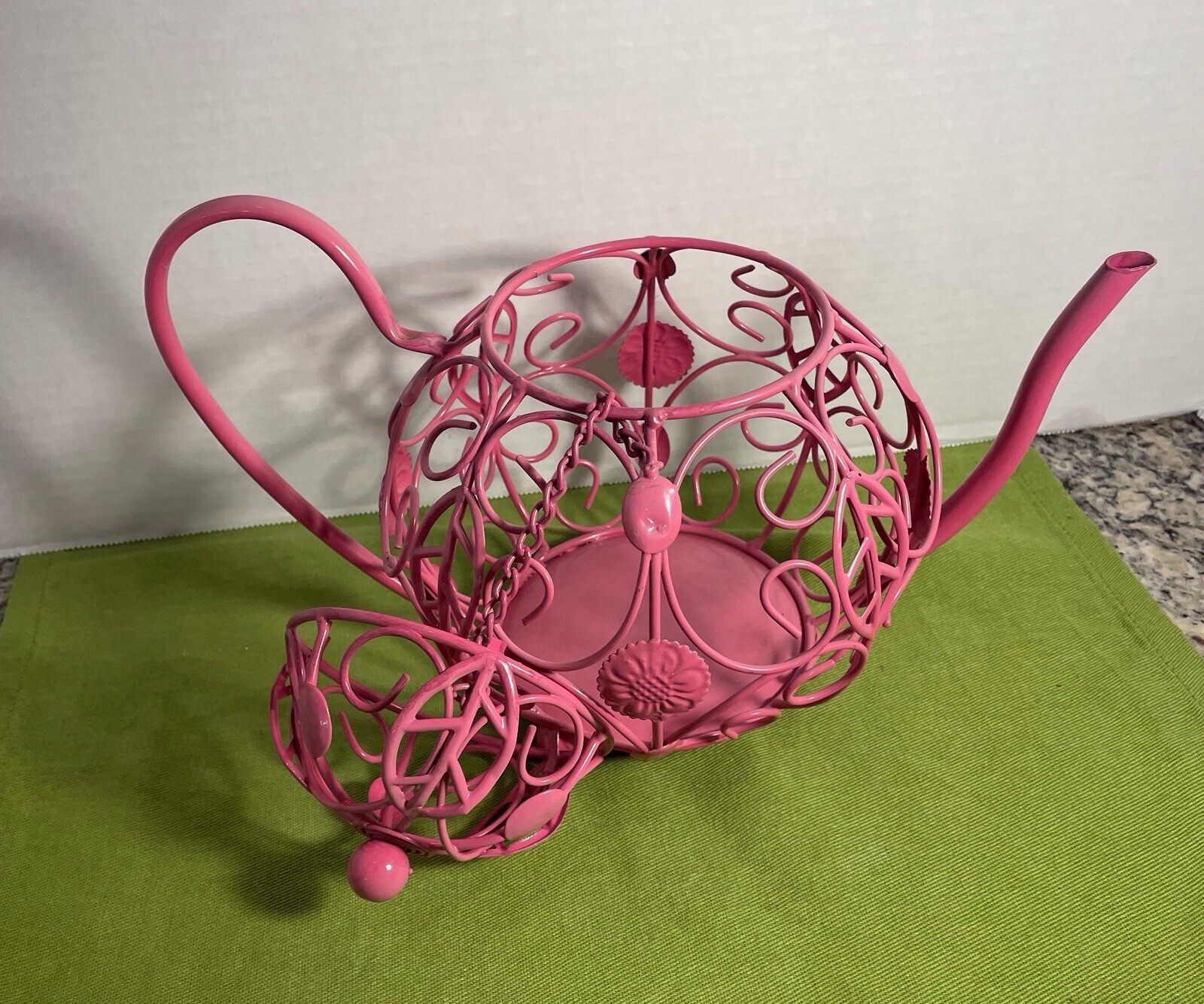 Hot Pink Metal See Through Decorative Tea Pot (s-2)