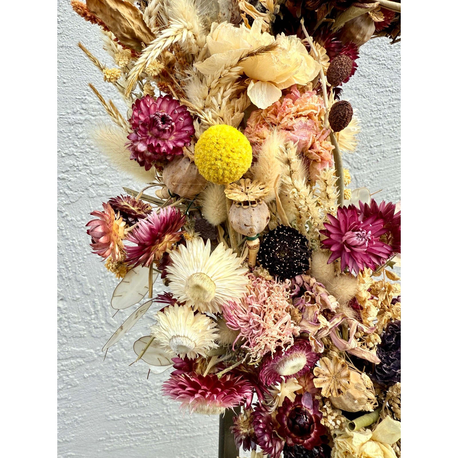 Organic Dried Floral Wreath 15″ Ranunculus, Dahlia, Seed Pods, Handmade Crafty
