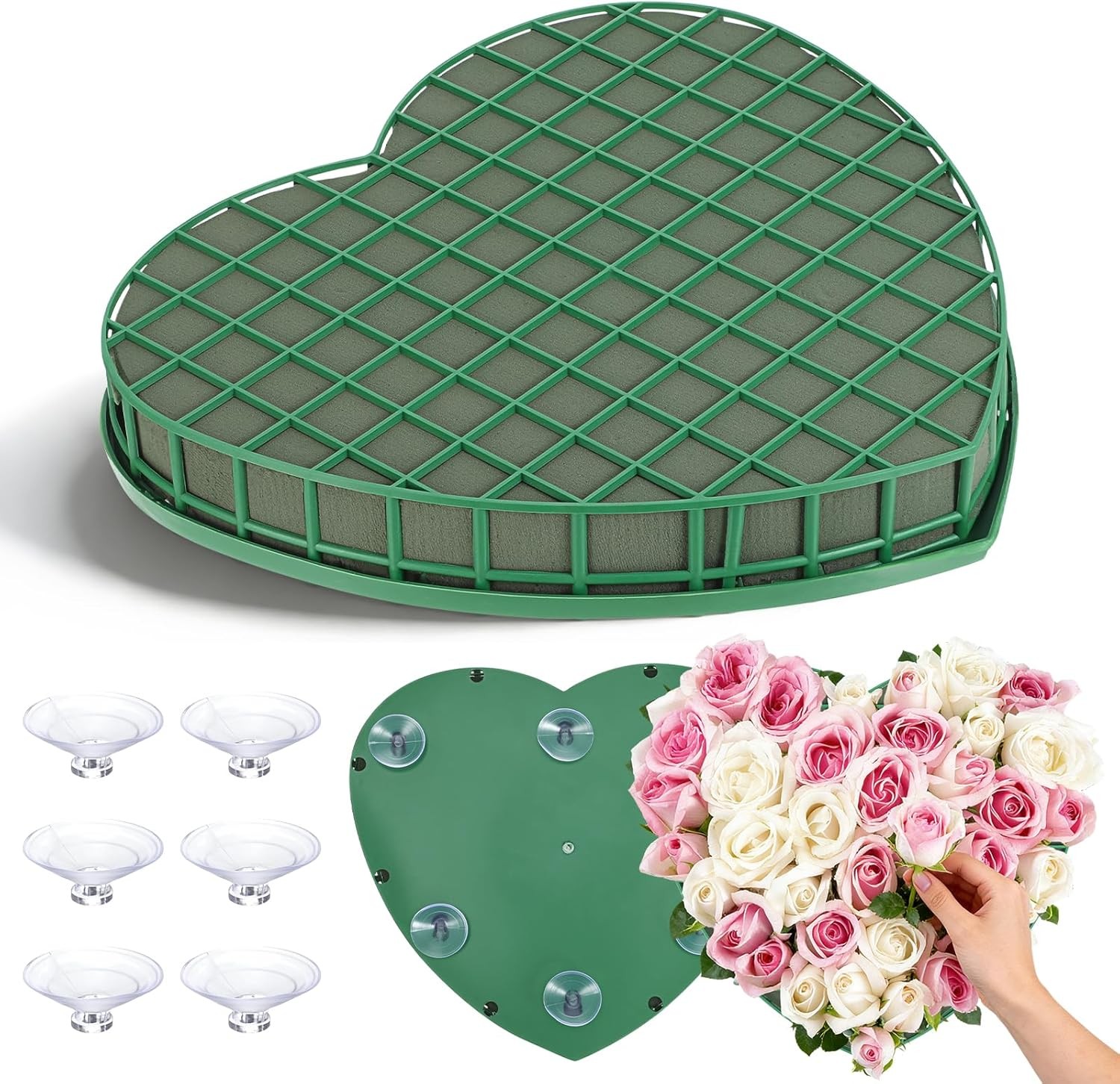 Floral Foam Hearts Heart Shaped Floral Foam Cage W/ 5 Suction Cups Base