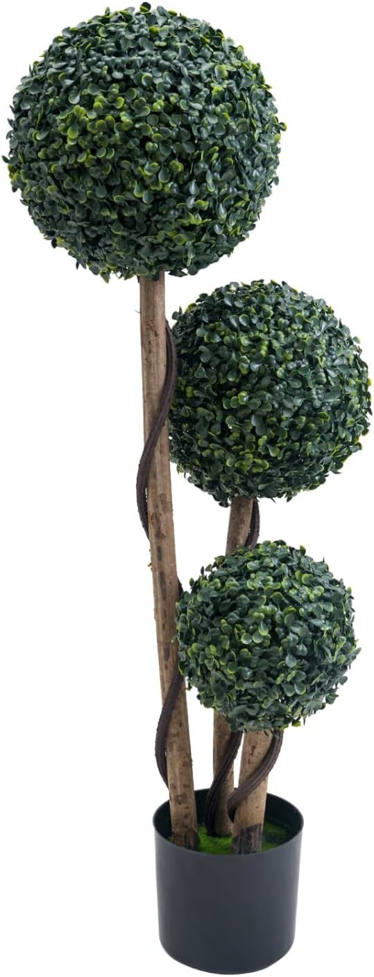 45” Milan Grass Ball Topiary Tree Artificial Outdoor Fake Greenery with Pot