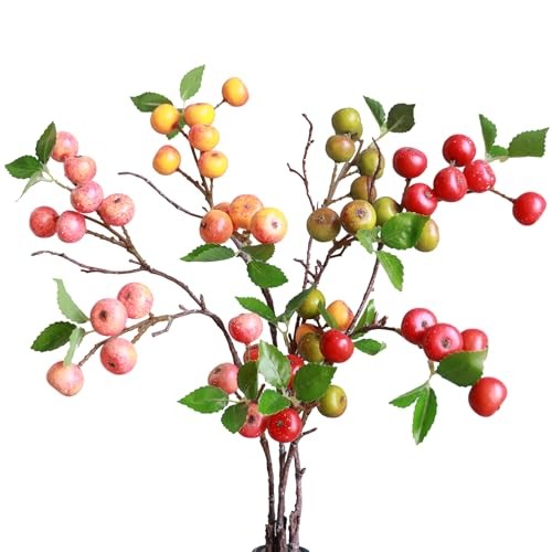Forlaoers Like Natural 4Pcs 21.6 Inch Faux Berries Artificial A:4 Mixed Colors