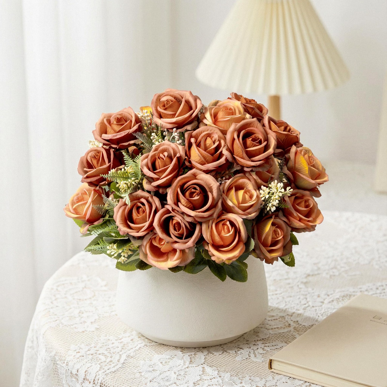 Fake Roses Burnt Orange Roses Artificial Roses Silk Roses Artificial Roses wi…