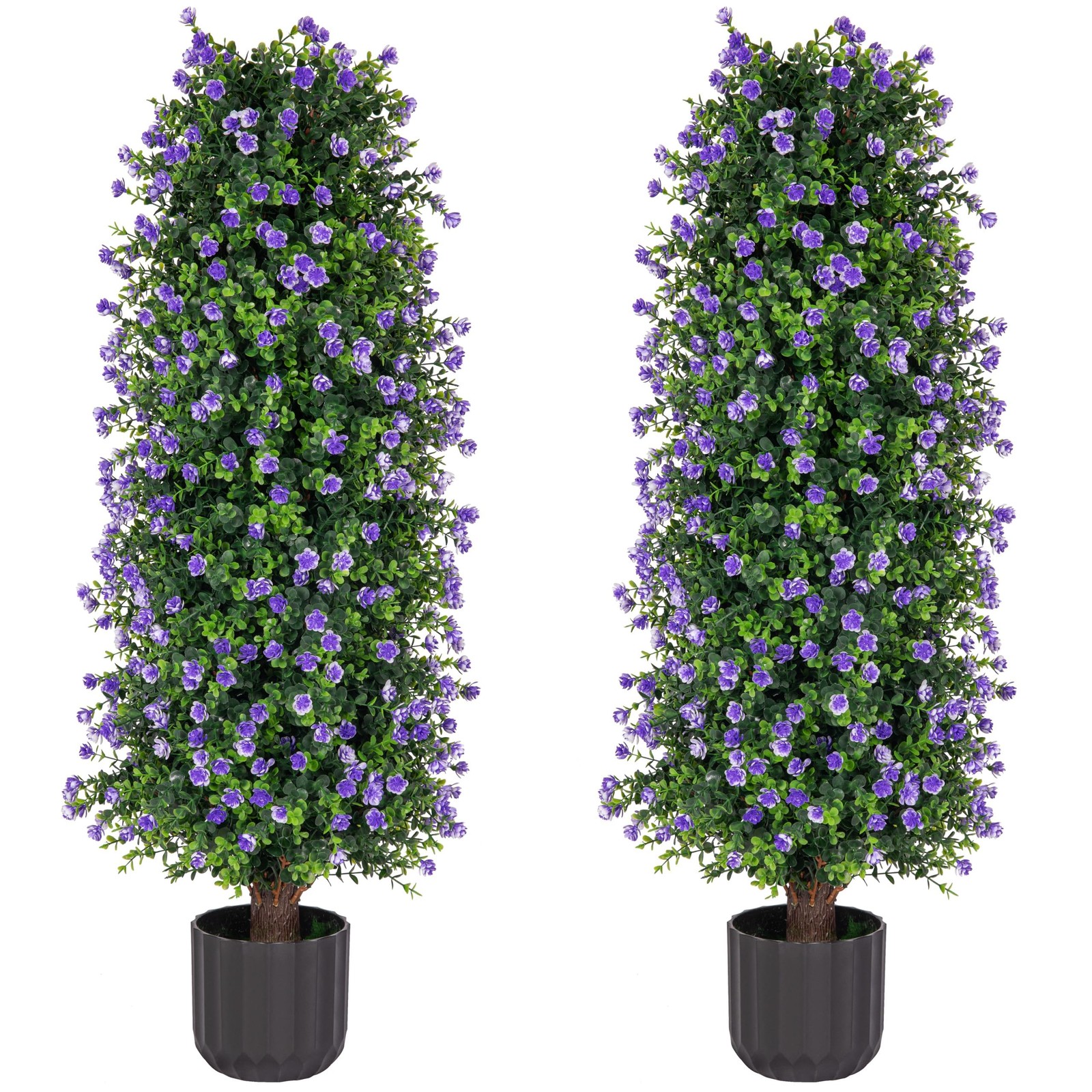 2 Packs Artificial Rose Tree 3FT- Fake Floral Plant Tree in Pot- Decorative T…