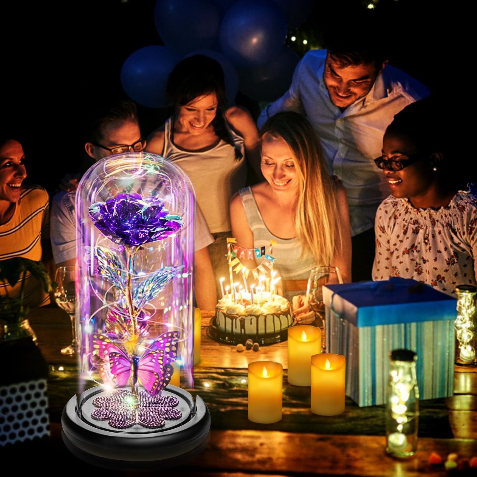 Eternal Galaxy Glass Rose in Dome – Perfect Mother’s Day Gift for Mom, Wife, Gra