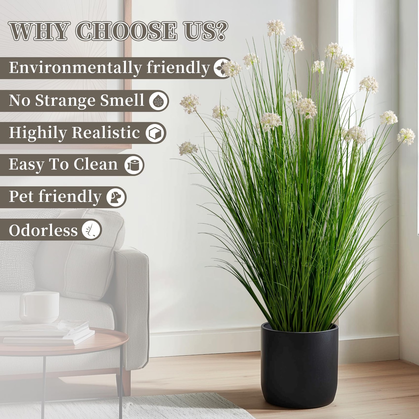 57in Lifelike Artificial Tall Grass Plant with 19 Lifelike Dandelion Flower a…