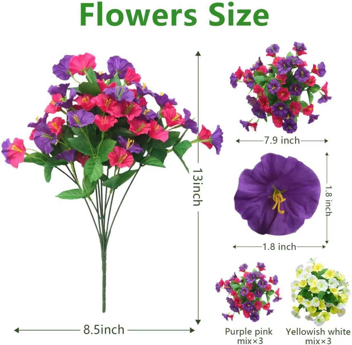 2 Set Artificial Hanging Flowers with Basket for Outdoor Spring Summer Decor – R