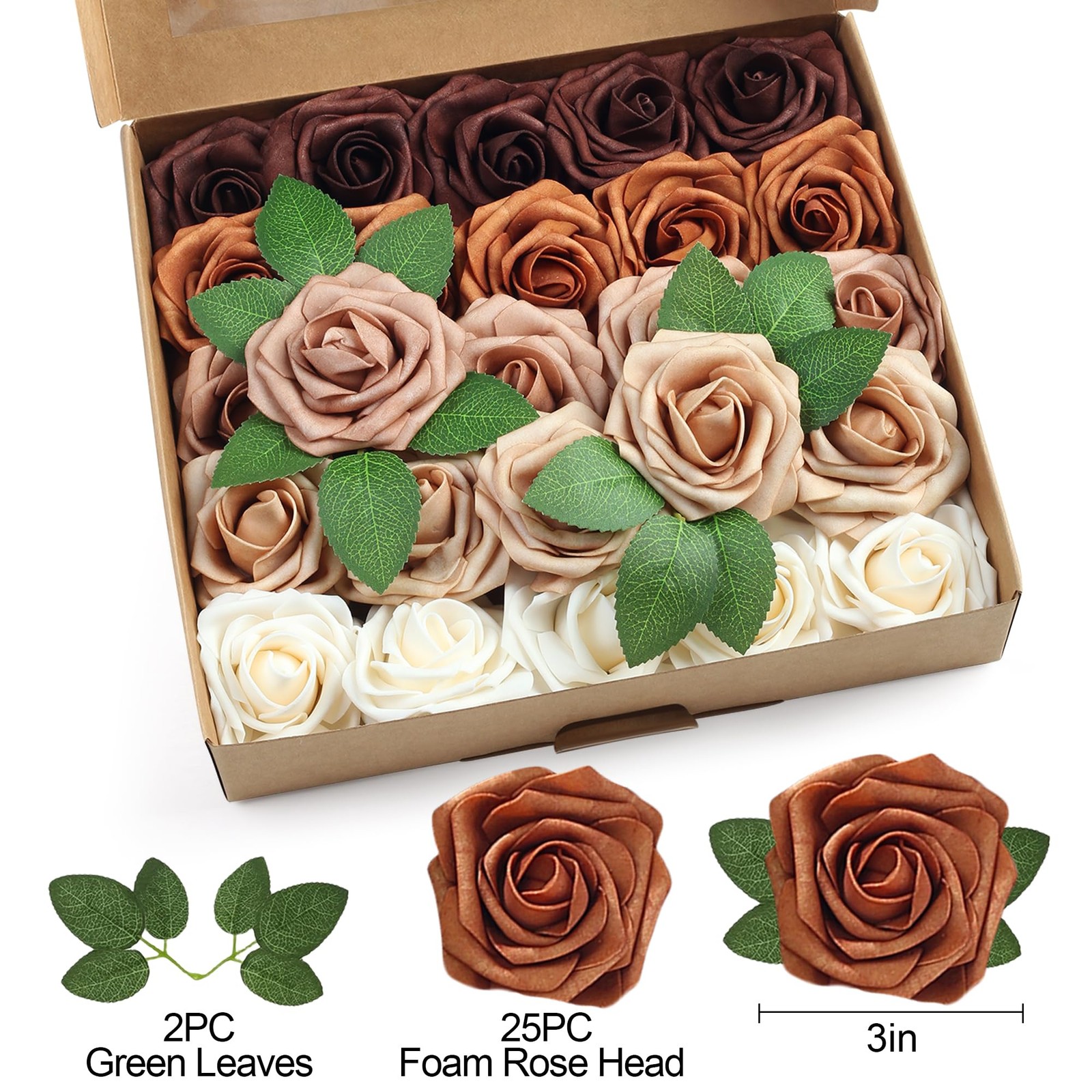 Orange Artificial Flowers Foam Orange Roses with Stems for DIY Wedding Flower…