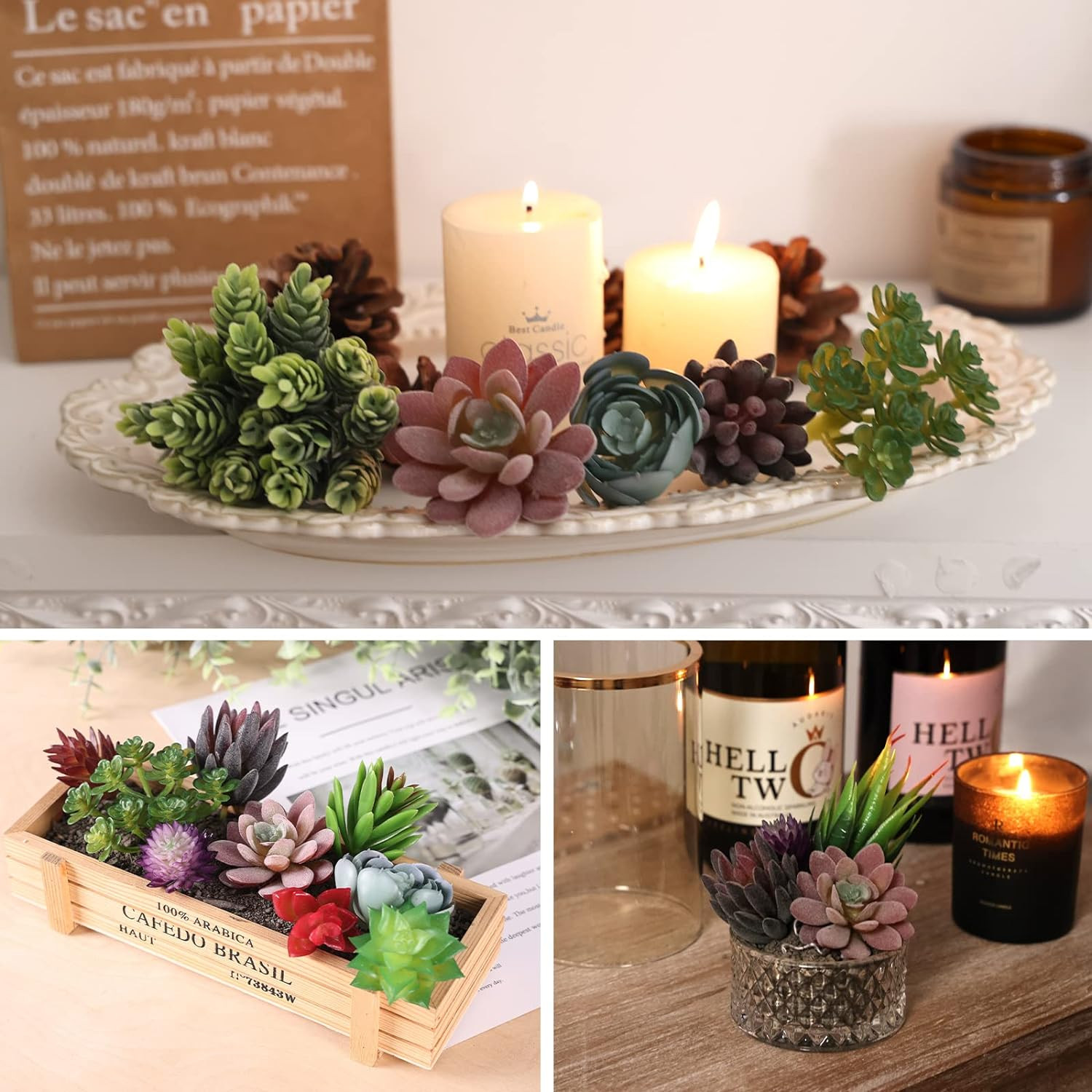 14Pcs Artificial Succulents Plants Mini Fake Unpotted Succulents for Home New