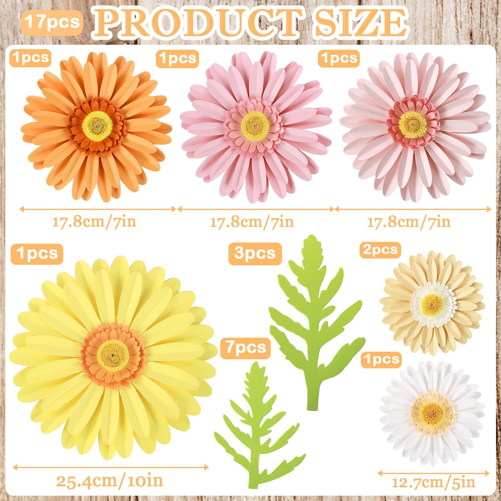 Flowers Decorations for Wall 3D Giant Daisy Artificial Flowers Bulletin Board…