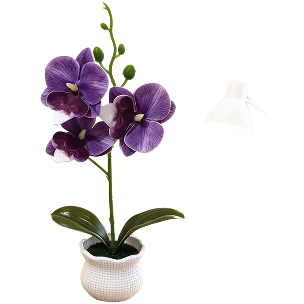 Fake Orchid Plant in Pot Plastic Fabric Materials 25x12cm for Modern Home Decor