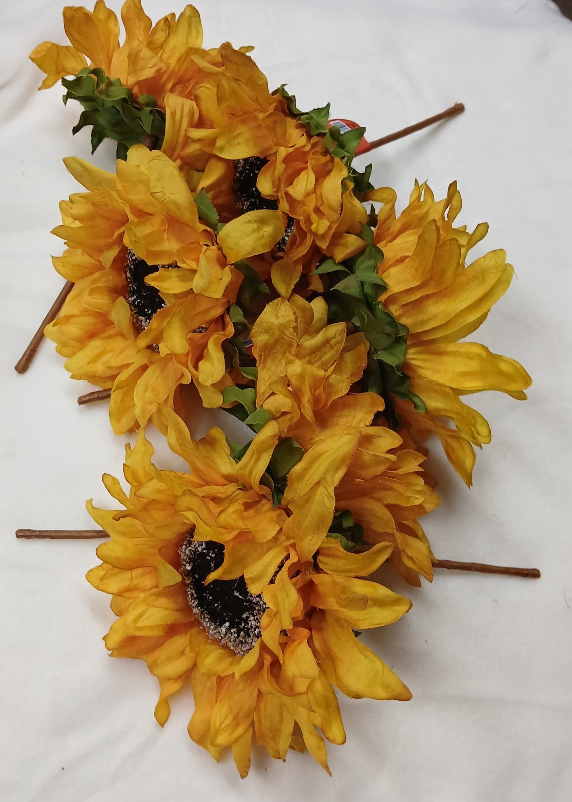 Fall Single Stem Silk Sunflowers, Set Of 6 On 6 In. Stems, New