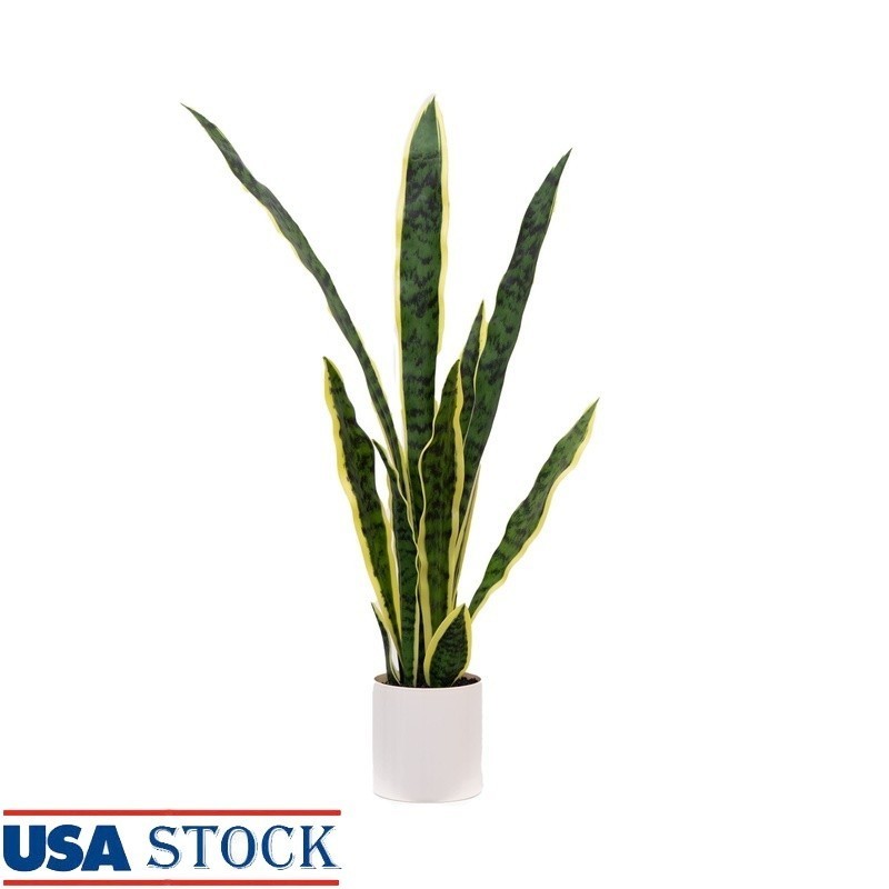 30in Artificial Snake Plant Vanilla Planter Indoor Decor No Maintenance New