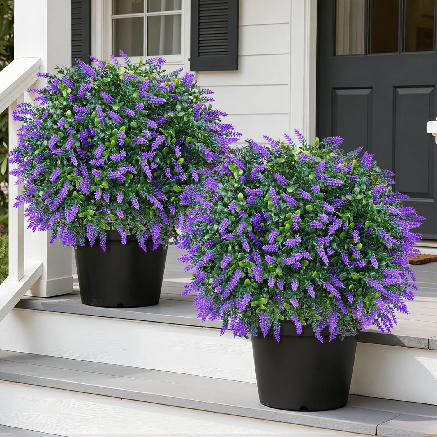 Artificial Boxwood Topiary Ball with Lavender Set of 2 Shrub Ball Outdoor
