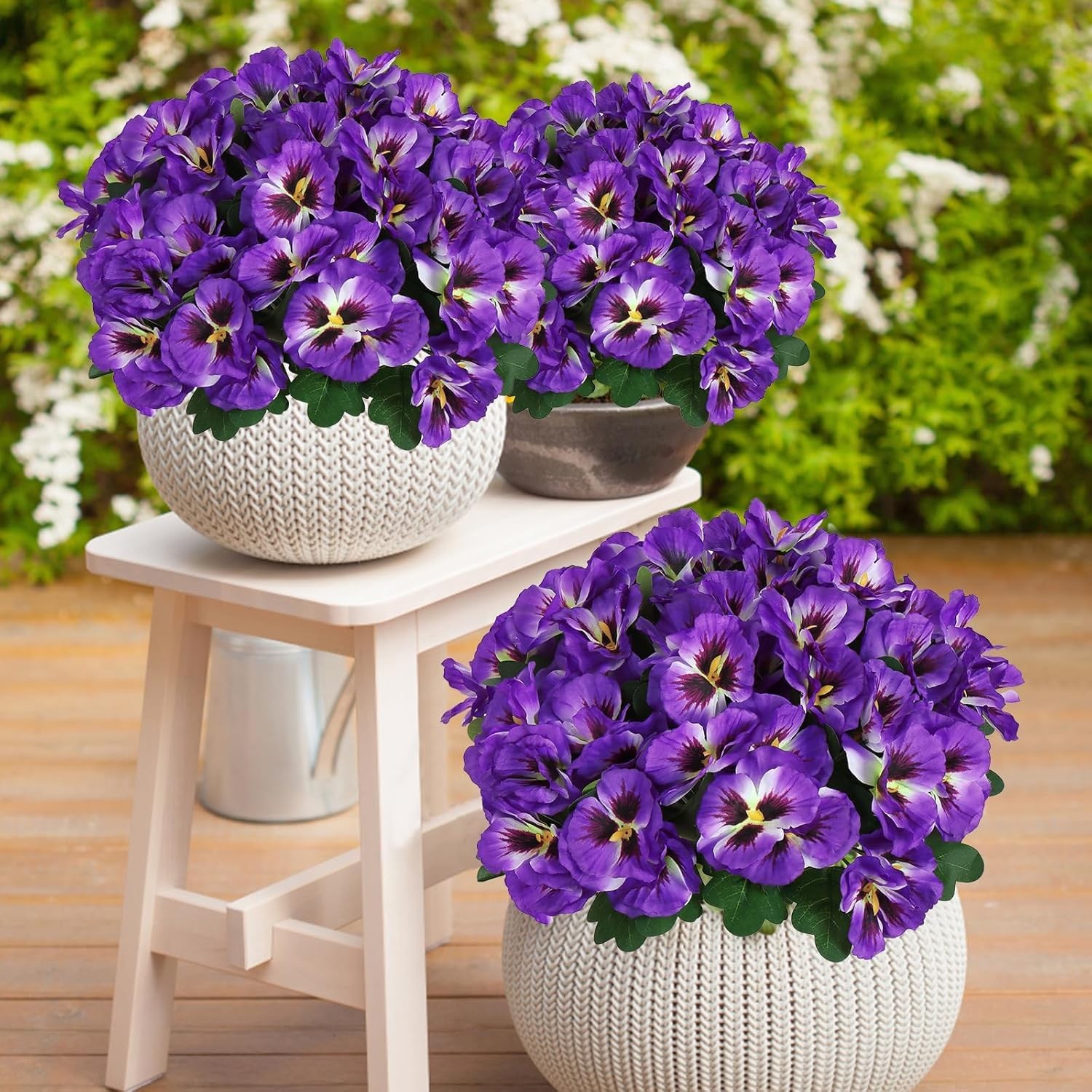 Artificial Pansies Flowers Outdoor 10 Bundles Faux Flowers UV Resistant Plast…