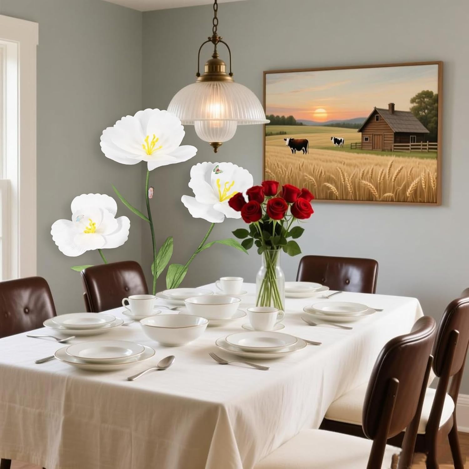 3PCS Giant Flowers for Decorations Large Standing Felt Fabric Flower with Stems