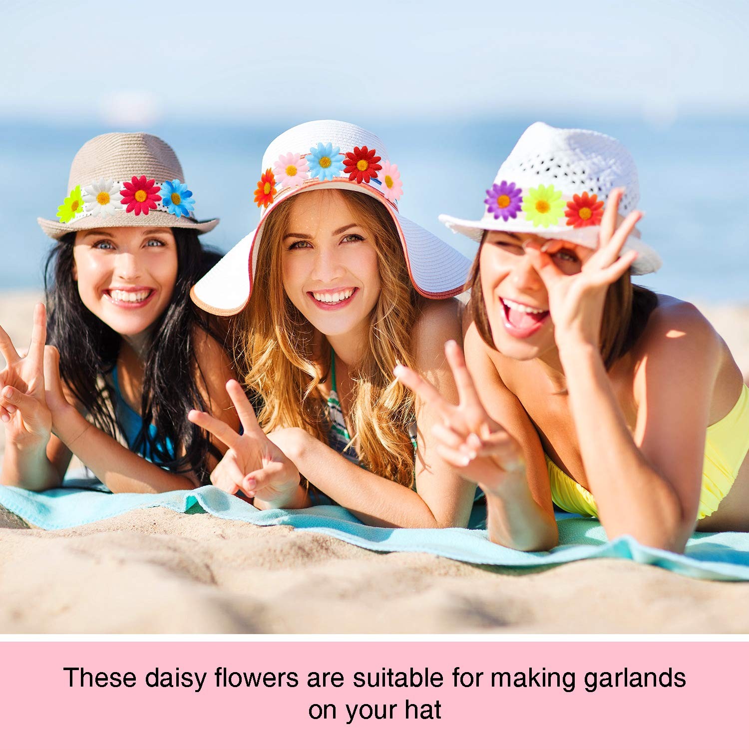 100 Packs Fabric Daisy Flower Easter Decoration Flower Heads Faux Flowers 4 c…