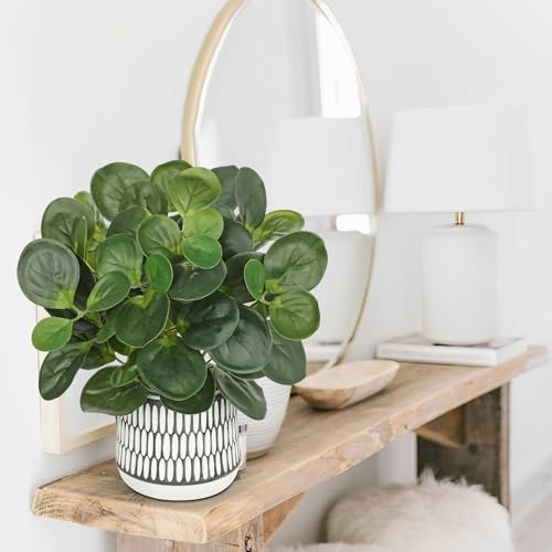 12″ Artificial Plants Indoor Small Fake Plant in Ceramic Pot, Silk #Green #4