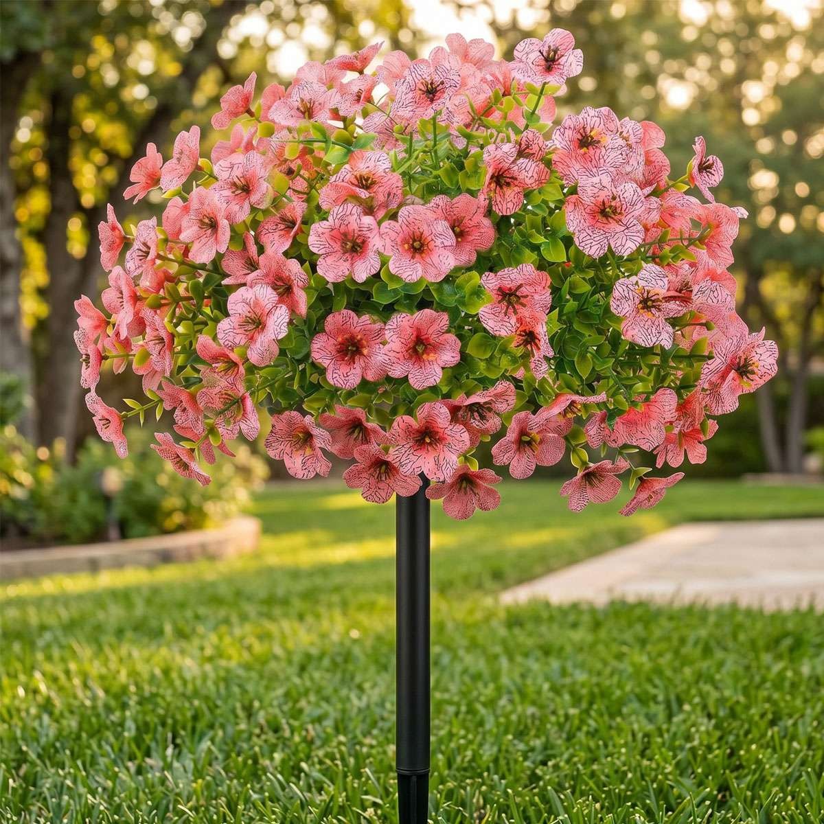 Artificial Flowers UV Resistant Faux Plant w/ Ground Spike Outdoor Indoor Decor