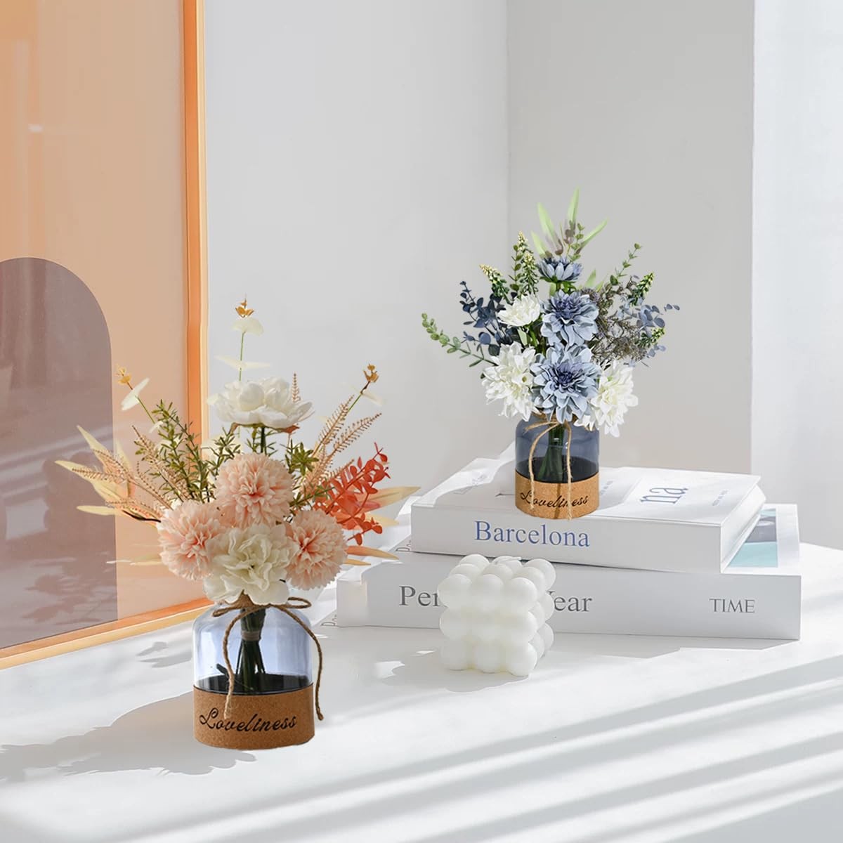 Fake Flowers in Vase,Silk Dahlias in Vases,Flower Arrangements for Table,Used…