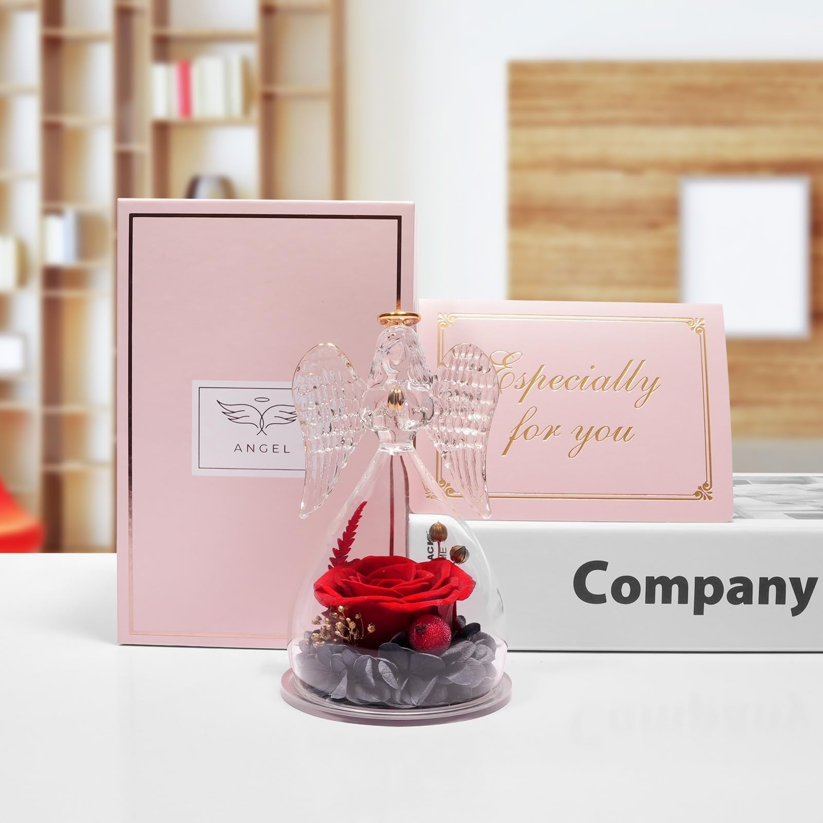 Christmas Preserved Flower Rose Gifts Women Angel Figurines Forever Real Mom