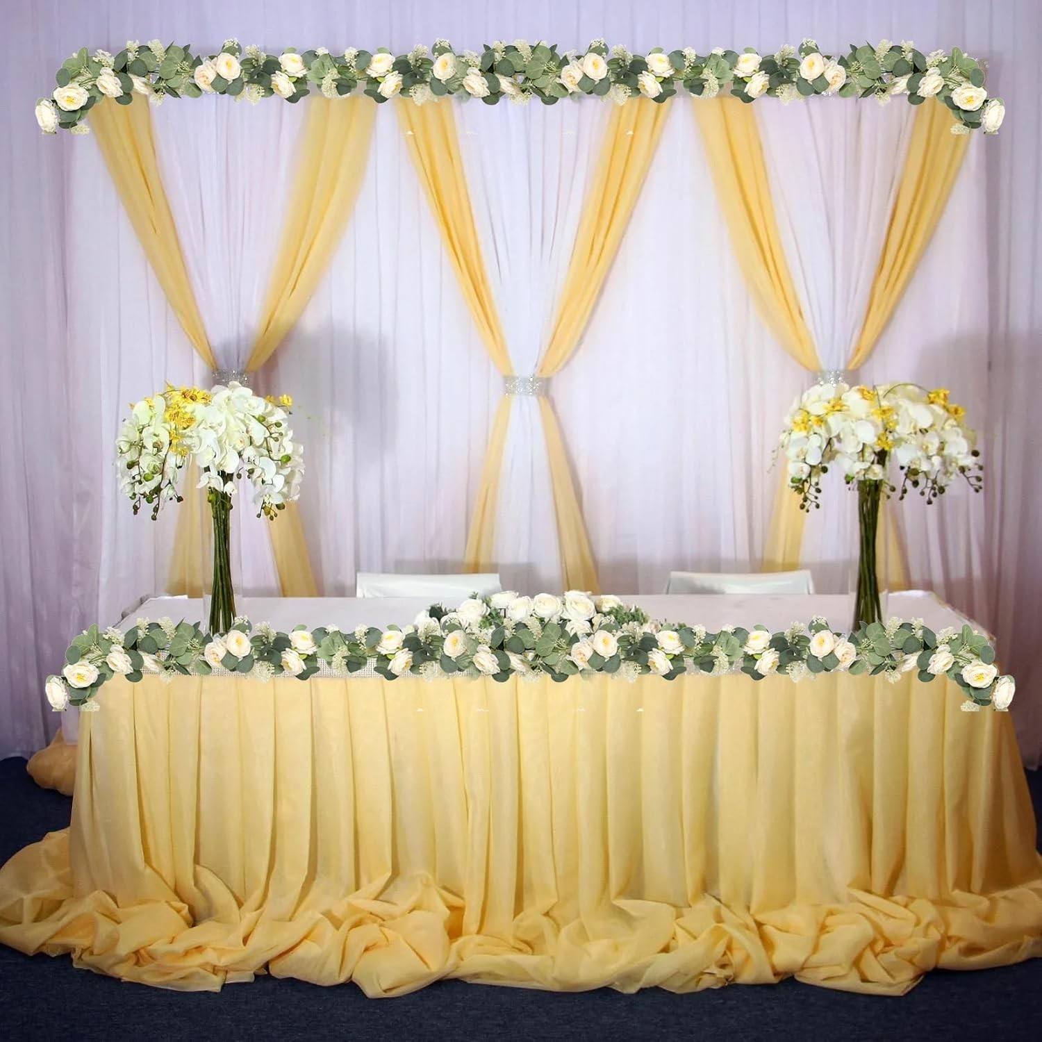 2 Packs Eucalyptus Garland W/ Flowers 6.56ft Artificial Flower Greenery Garlands