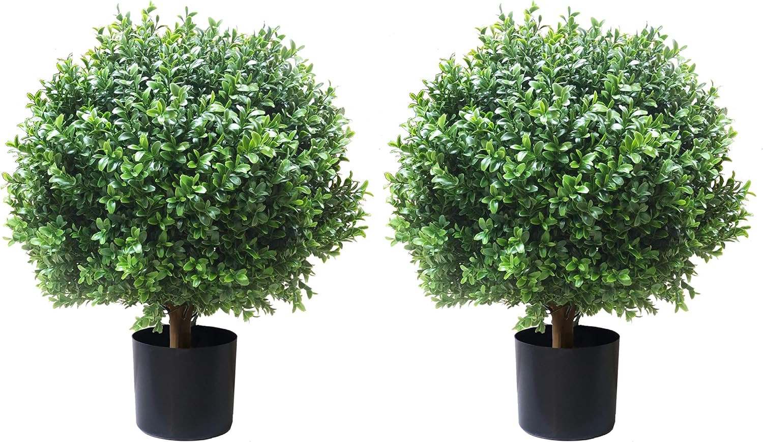 Set of 2 Potted 24” Artificial Topiary Trees for Outdoor Home Decor