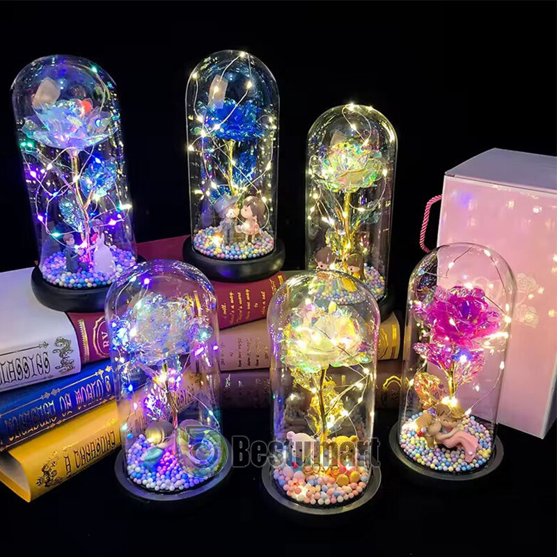 Eternal Rose LED Light in Glass Flower Gift for Her Valentine’s Christmas Gift