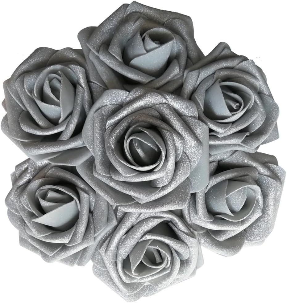 Jing-Rise Artificial Flowers 50PCS Real Looking Fake Roses