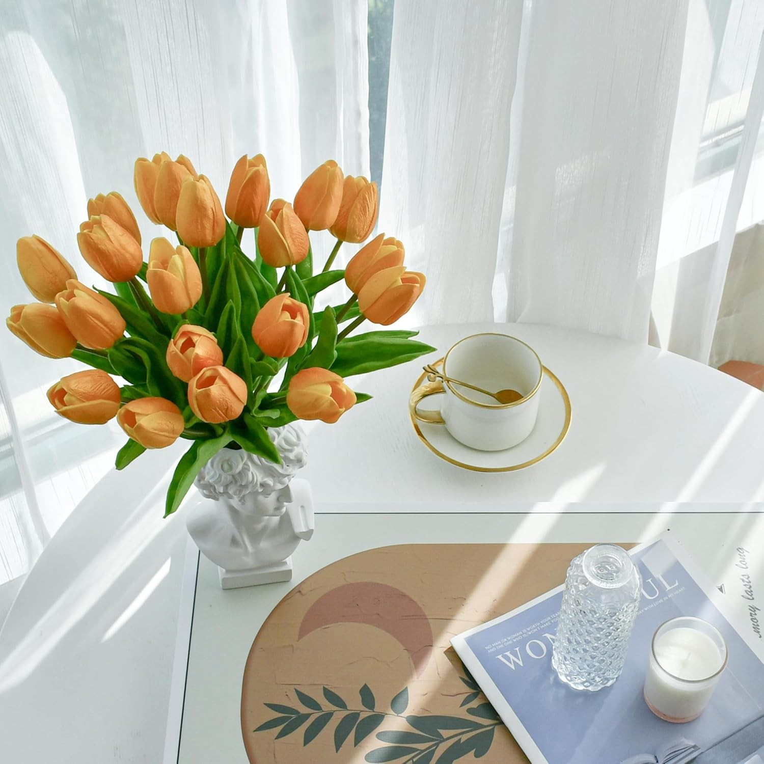Lifelike Gold Tulips Centerpiece – 20 Eco-Friendly Stems for Stylish Home Decor