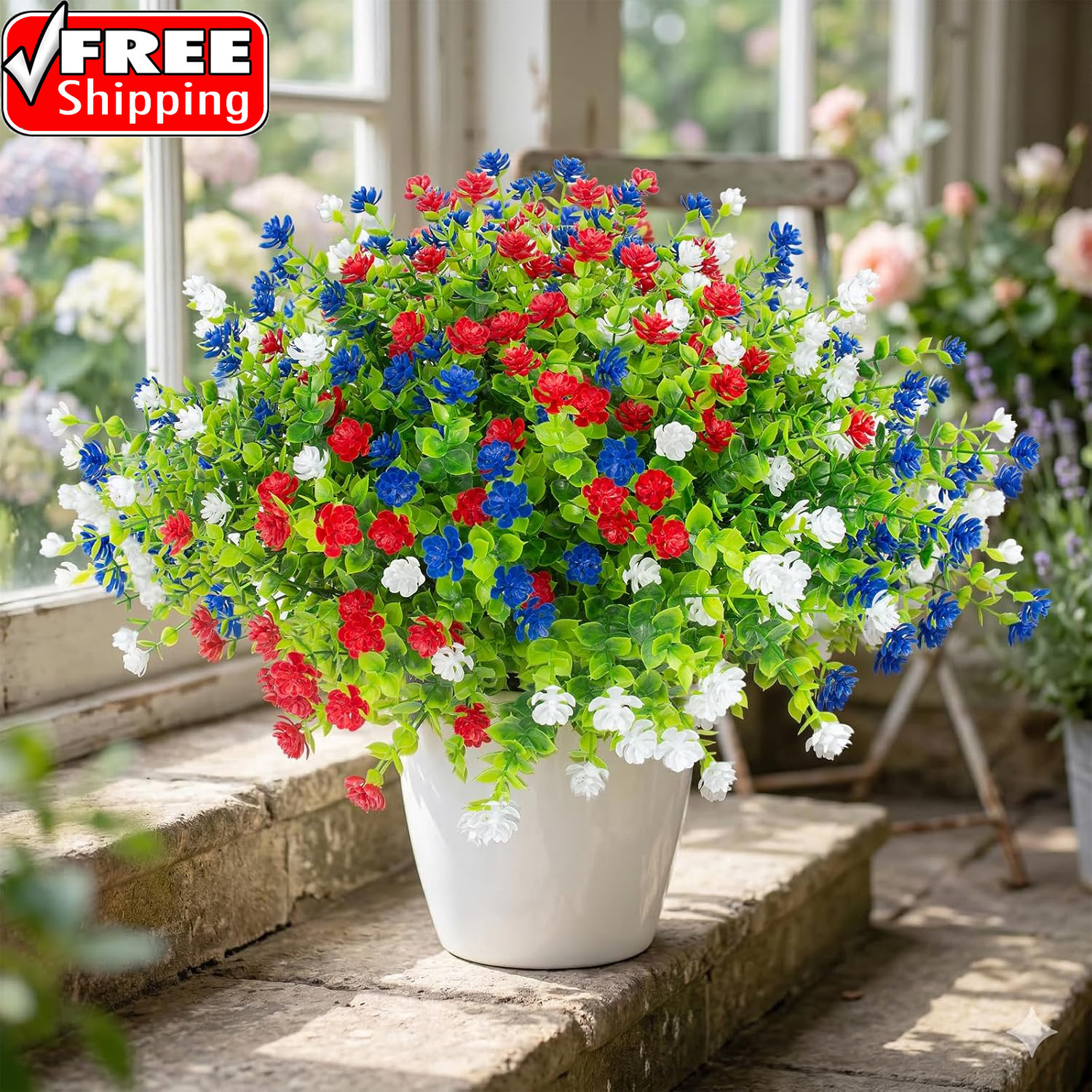 12 Pcs Artificial Flowers Outdoor, Faux Artificial Plants UV Resistant Plastic P
