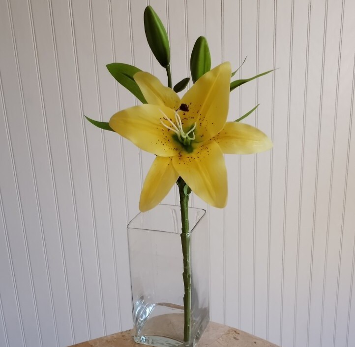 Yellow Tiger Lily 16″H Branch Realistic Quality Silk Flower Artsy Home Decor