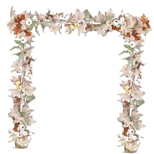 2 Pack Fall Maple Leaf Hanging Vine Garland Artificial Autumn White&green