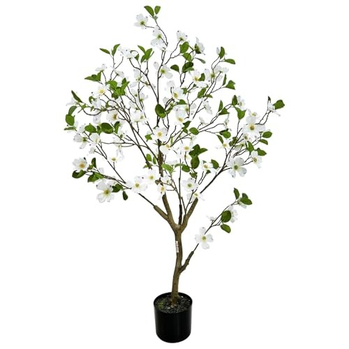 Artificial Dogwood Flower Tree Faux Blooming Dogwood Tree with Realistic 4ft