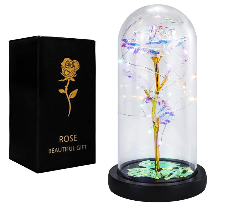 Mother’s Day Mom Gifts Rose Flowers in Glass Dome Gifts for Mom Wife Grandma Her
