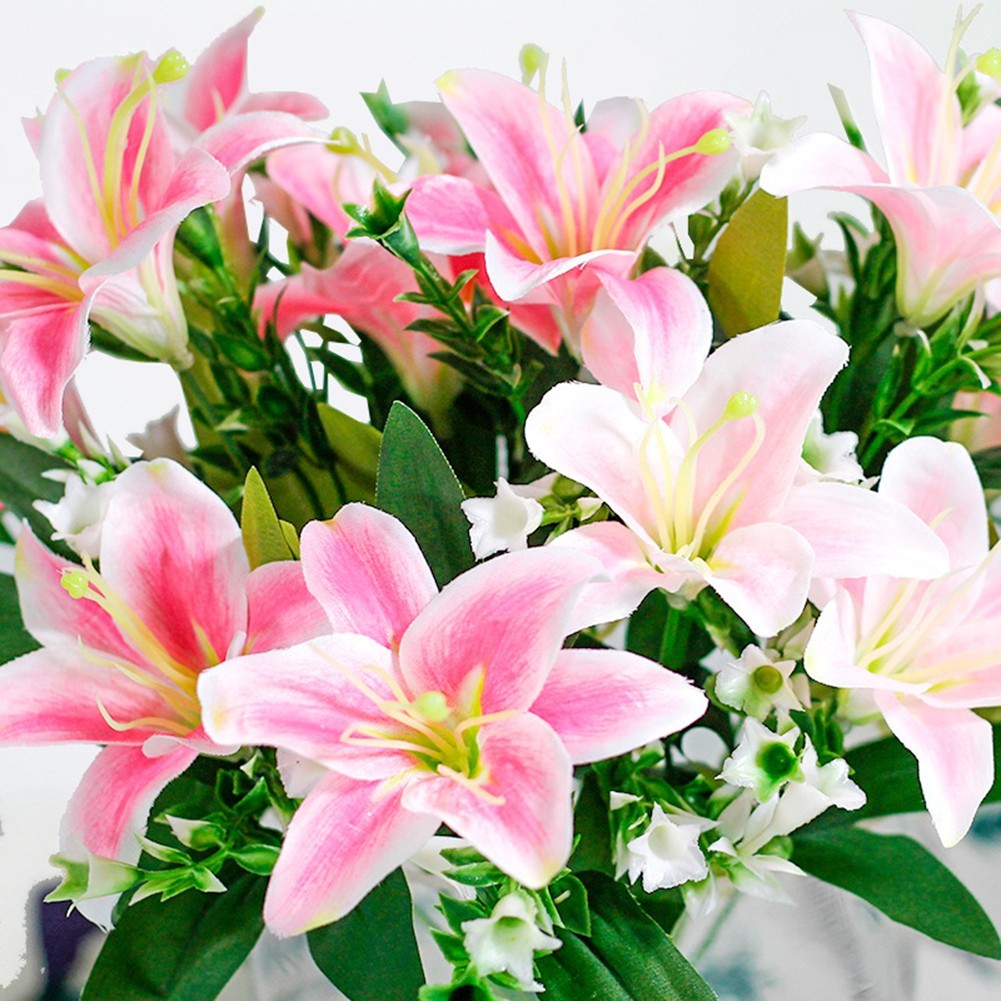 Realistic Artificial Lily Bouquet for Elegant For Wedding and Home Decor