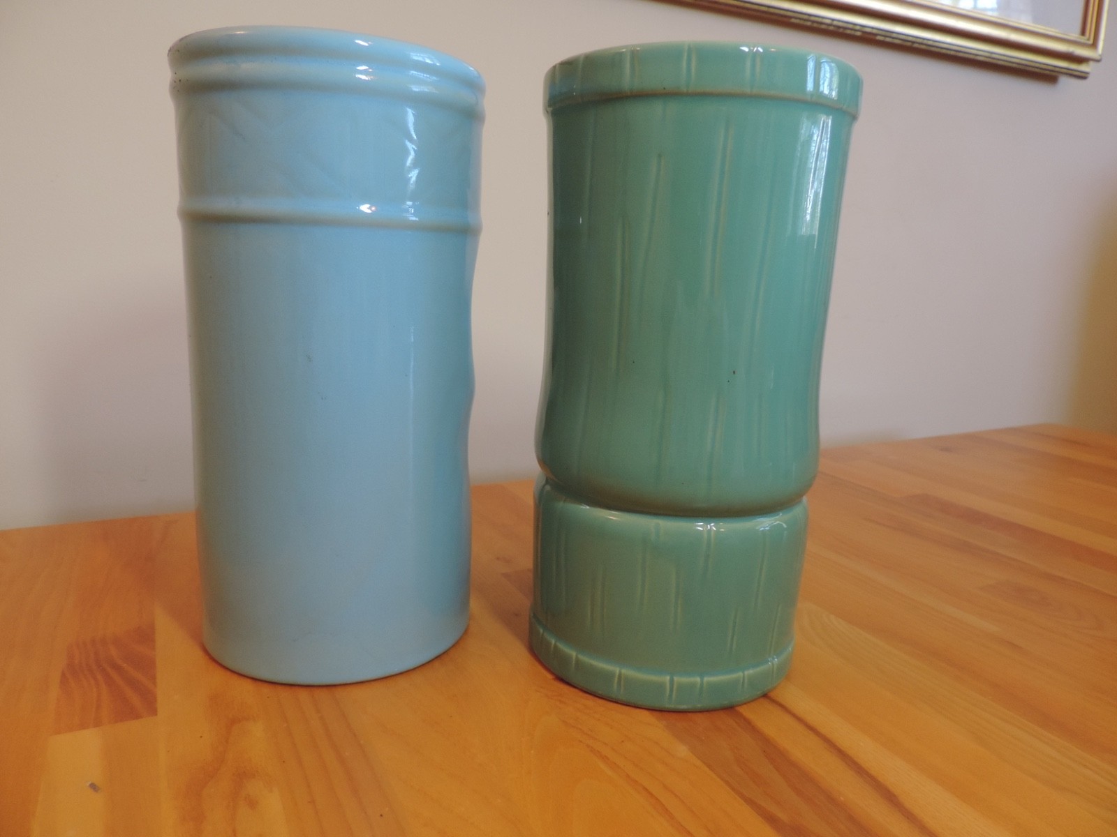 2 Tiki Totem Hawaiian Ceramic Planters 9″ Planters Vase Blue Green