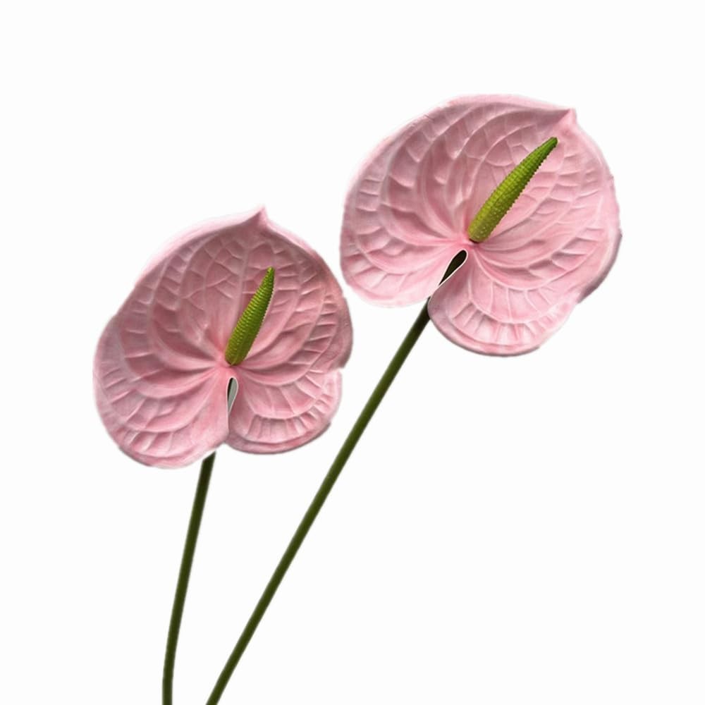 8pcs Pink Anthurium Artificial Flowers Lifelike Flower 5.5″ Head for Table Ce…