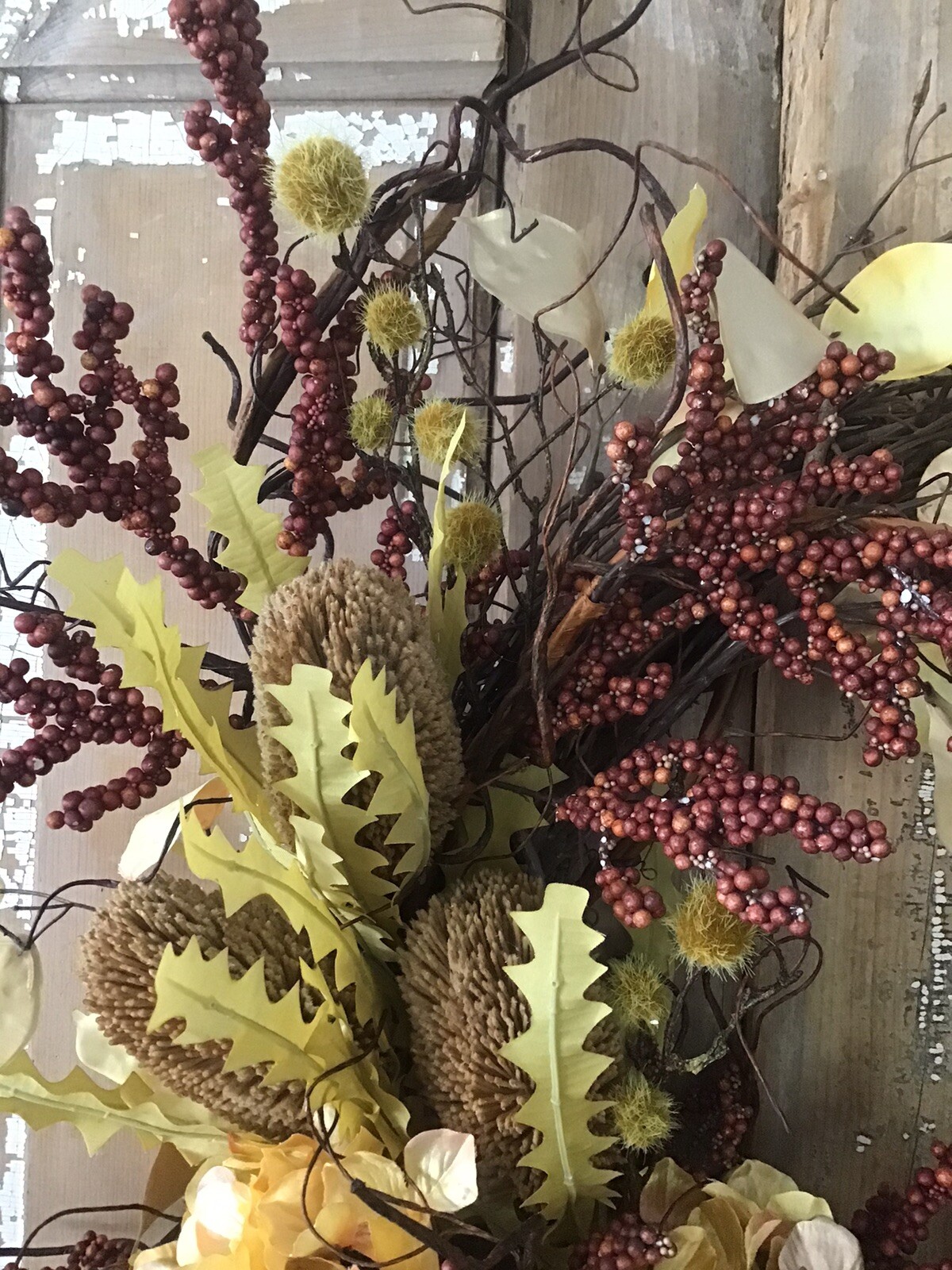 Handmade Designer Wreath Fall Neutral Winter 24” Door Wreath One Of A Kind