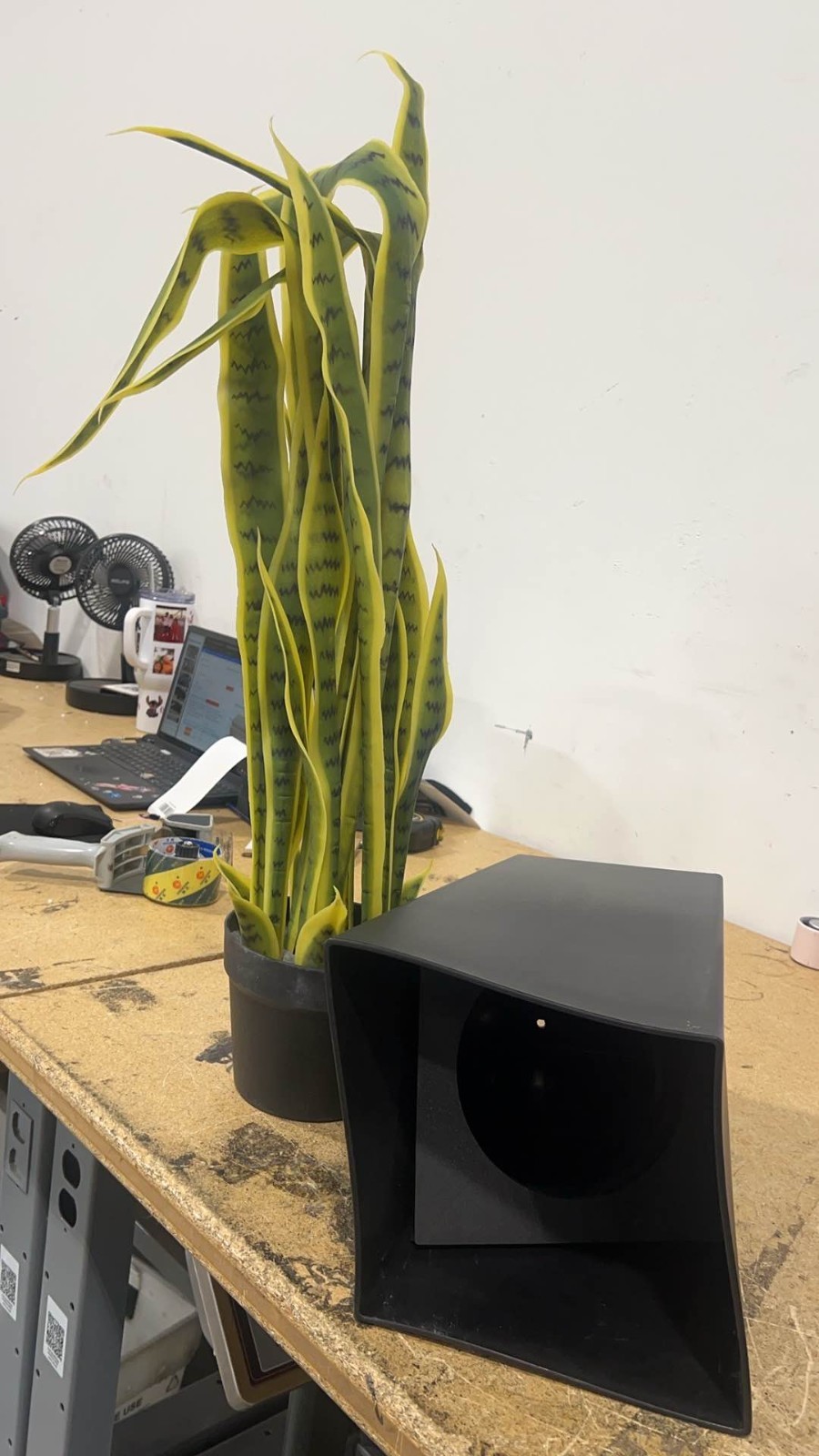 90cm Artificial Snake Plant with Sleek Black Planter for Minimalist Home Decor
