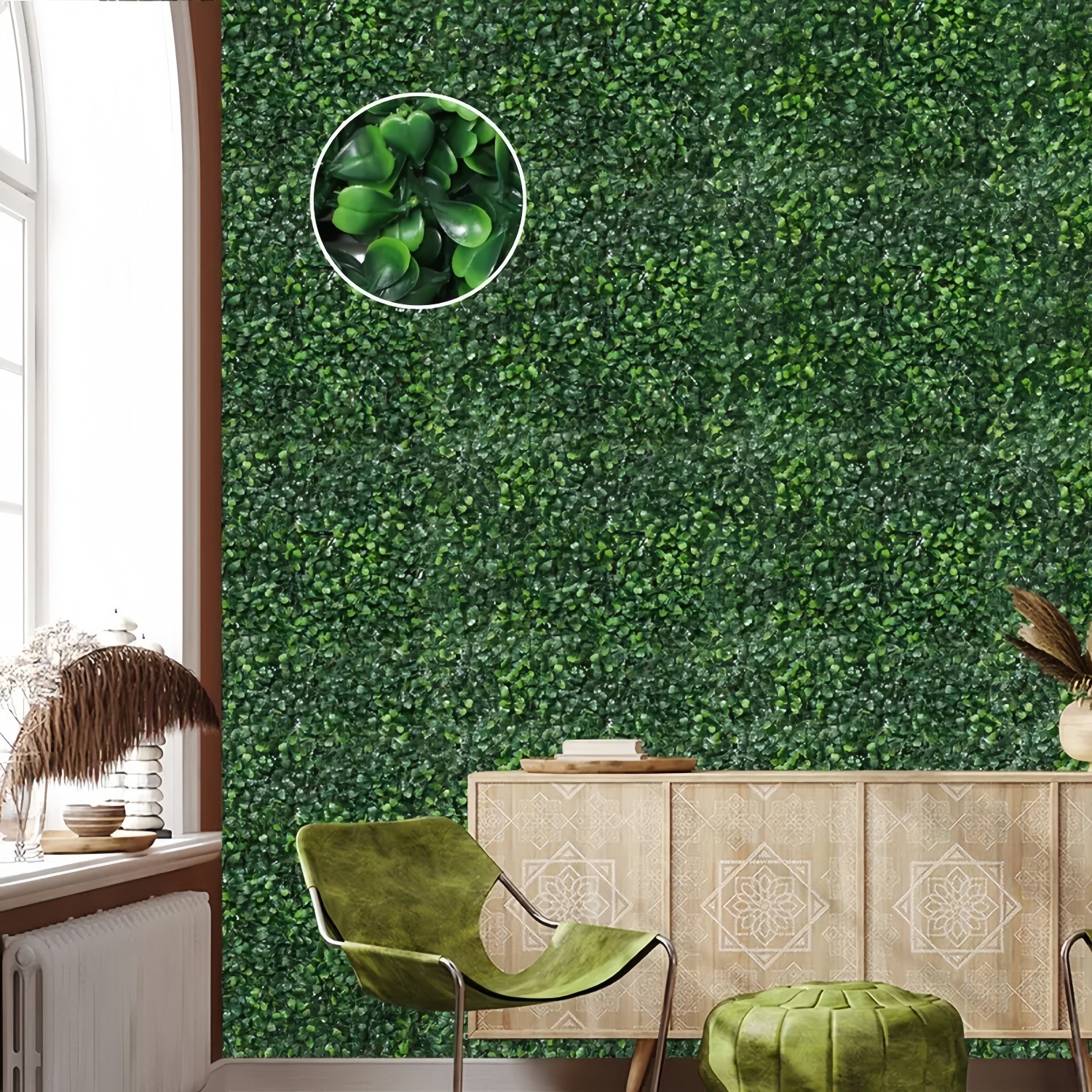 47.24″x23.62″ Faux Boxwood Panels 3Pcs Outdoor Garden Wall Decoration