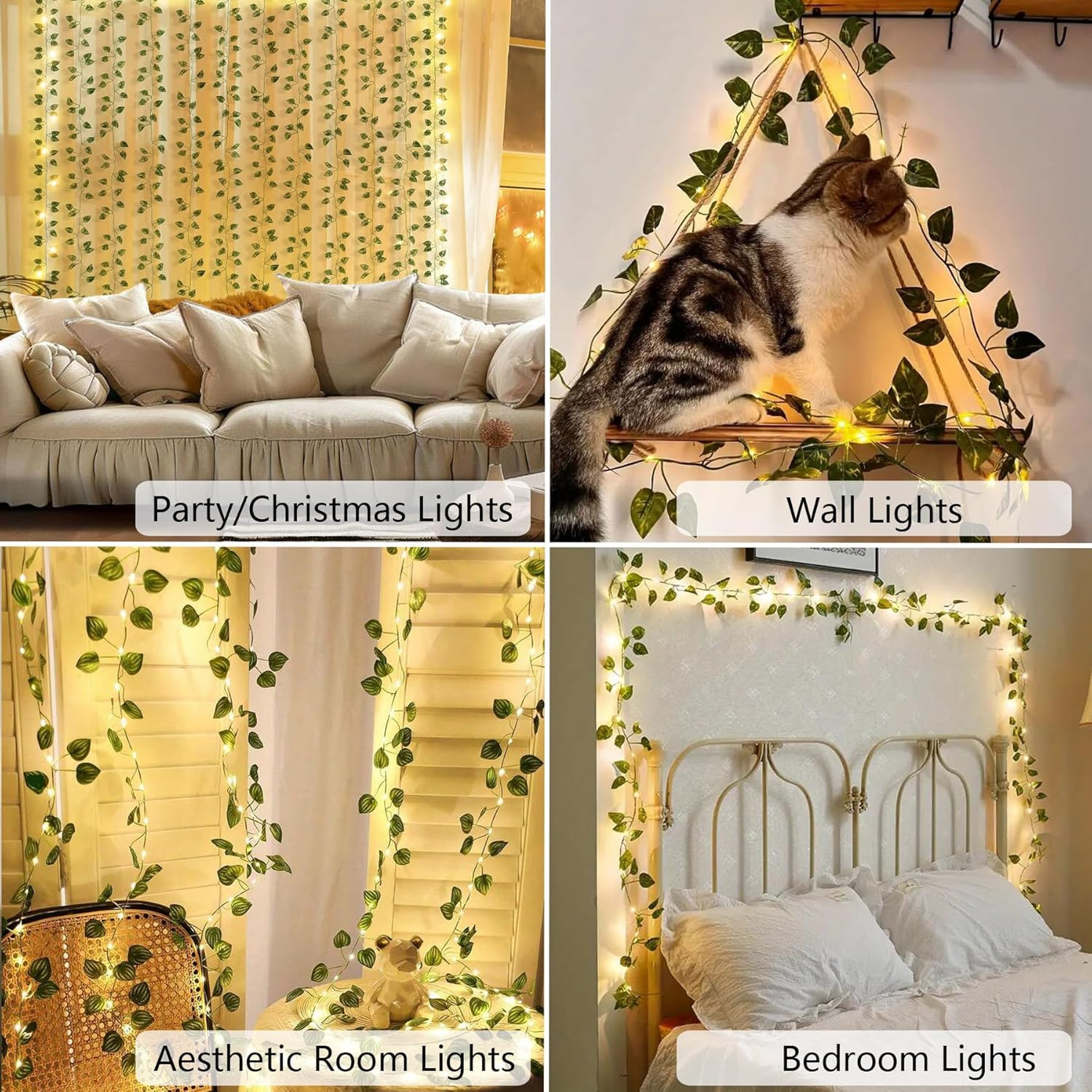 12 Pack Fake Vines for Room Decor Artificial Ivy Greenery Garland Hanging Plants