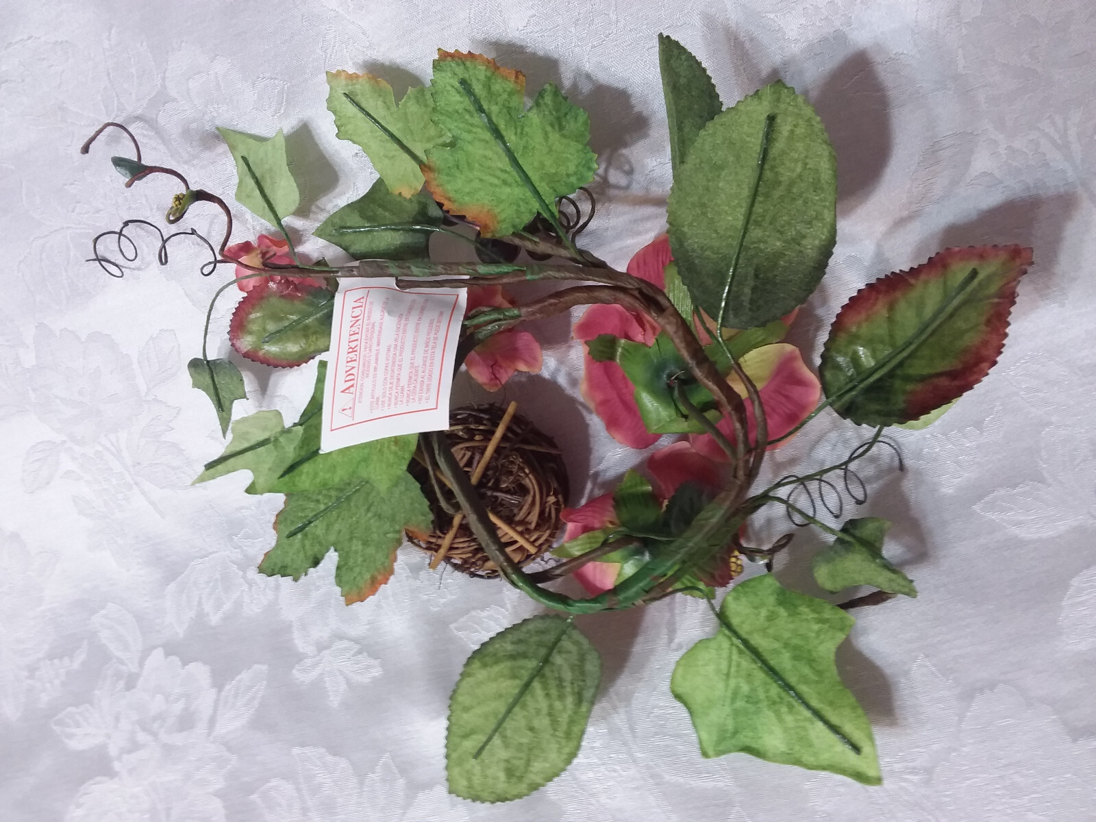 Home Interiors Country Pink Rose Candle Ring with Birdsnest/ NWT/Free shipping