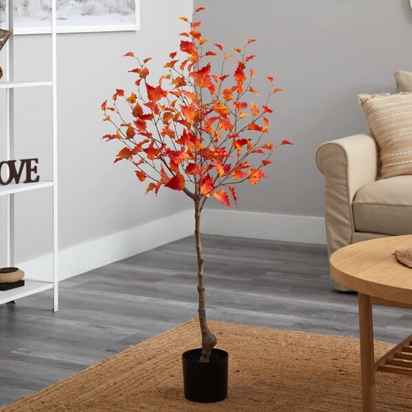 4’ Fall Birch Artificial Autumn Tree Home Garden Decor. Retail $134