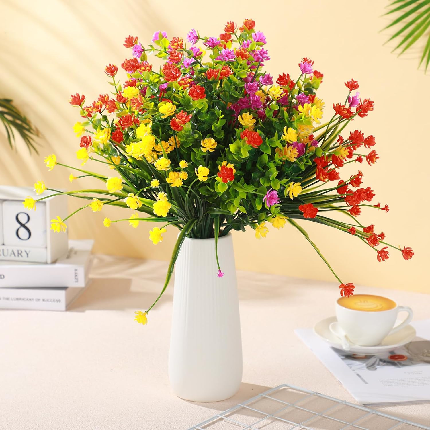 48 Bundles UV Resistant Artificial Flowers for Outdoor Spring & Summer Decor